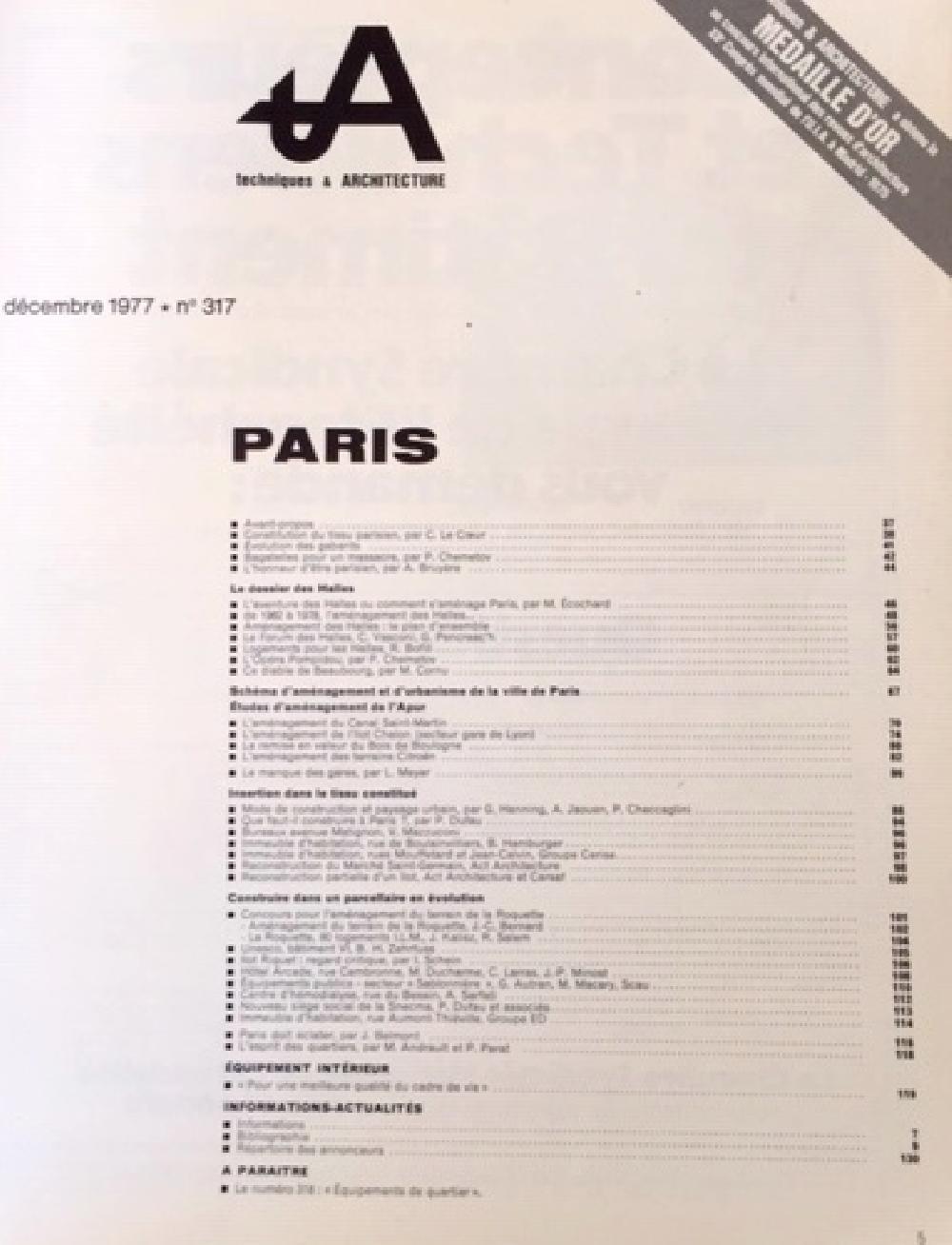 Techniques & Architecture n°317 - PARIS