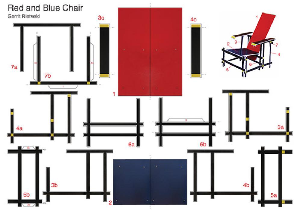 Postcards Red and blue chair GERRIT RIETVELD