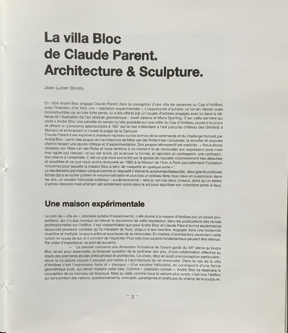 La villa Bloc de Claude Parent. Architecture et sculpture